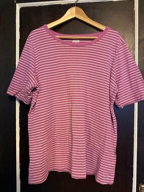 Duluth 1X Women’s Striped Short-Sleeve Tee in Dusty Rose